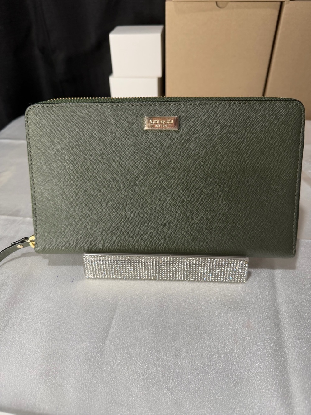 Kate Spade Olive green large wallet. NEW NO TAGS